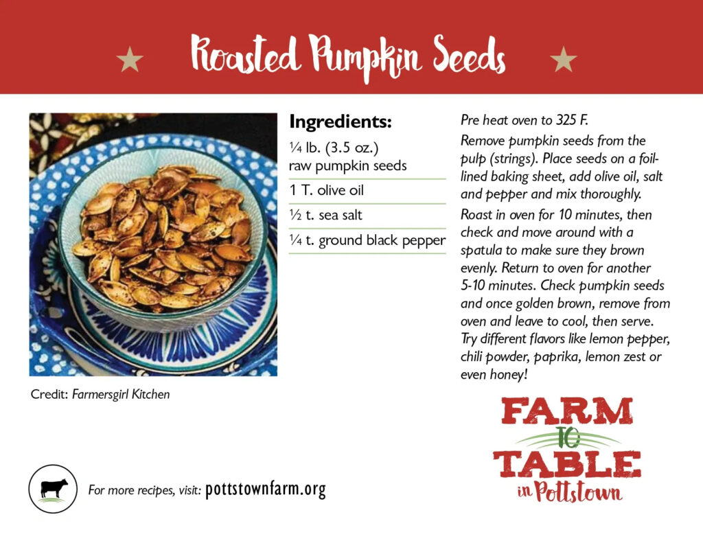 Recipe Card for Roasted Pumpkin Seeds
